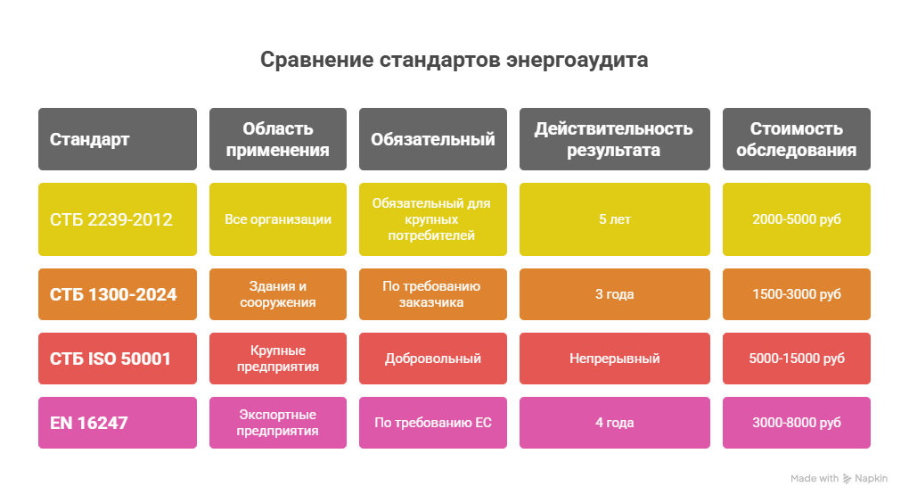 Сравнение стандартов энергоаудита