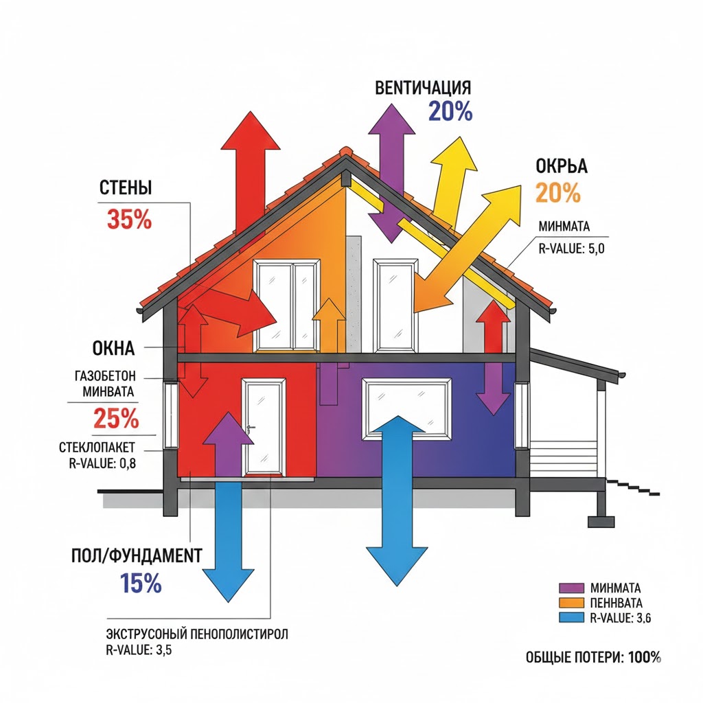 Расчет теплопотерь частного дома